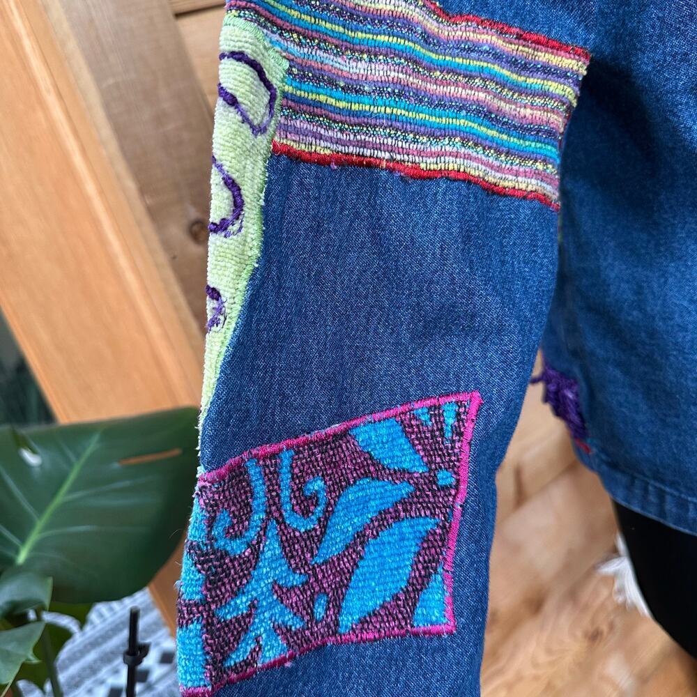 Legacy‎ Denim Patchwork Embroidered Jacket Boho F… - image 12